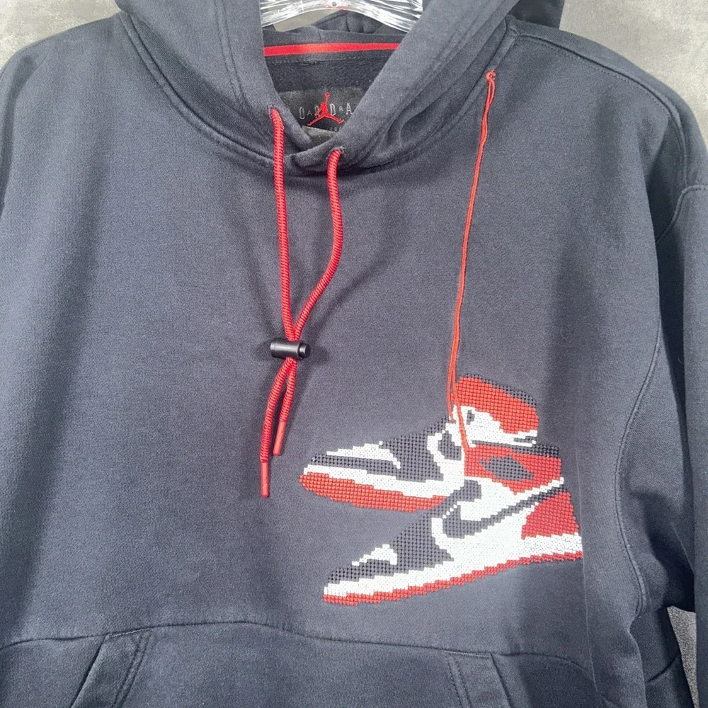 Air Jordan Hoodie Mens Medium Black Retro Jumpman Holiday Nike Shoes Pullover